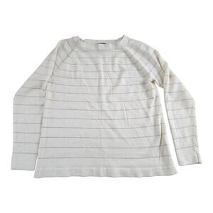 Banana Republic Merino Wool sweater sz Large cream with‎ gold stripe long sleeve